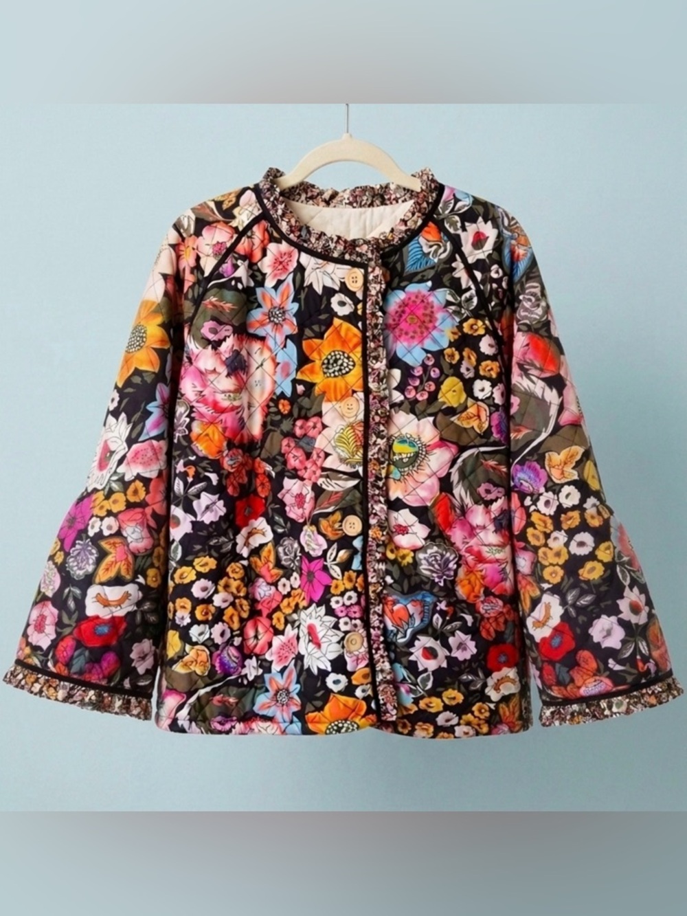 Quilted Floral Teddy Lined Jacket Women’s Size Large